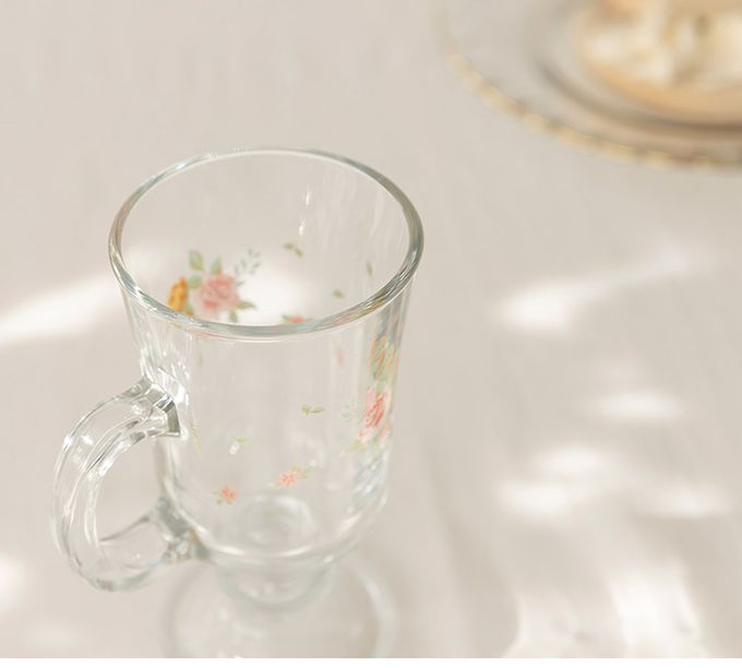 韓國 SSUEIM - 古典玫瑰系列把手玻璃杯2件組225ml