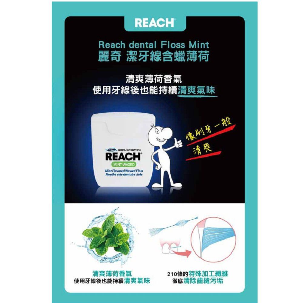 日本 REACH 麗奇 - 潔牙線含蠟 薄荷 50碼