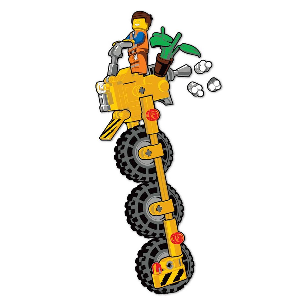 Kiss貼貼 - LEGO 拼圖靜電貼-艾密特的直立三輪車-完成全幅尺寸約43.1x96.5cm(共19pcs)