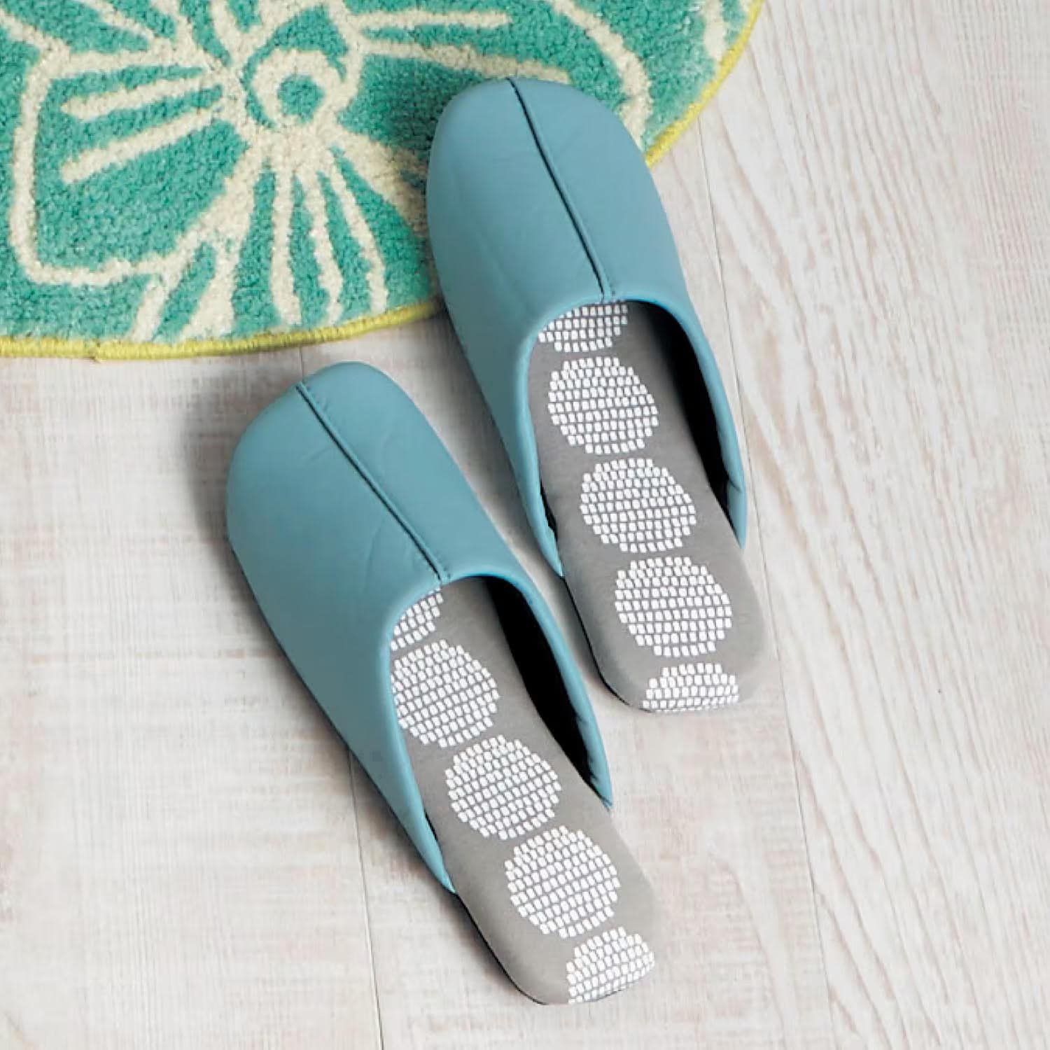 日本千趣會 - 可機洗 耐髒汙皮質室內拖鞋-北歐幾何-深棕色系