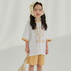 韓國 W.S.B. - 太陽公公純棉短袖套裝-芥末黃