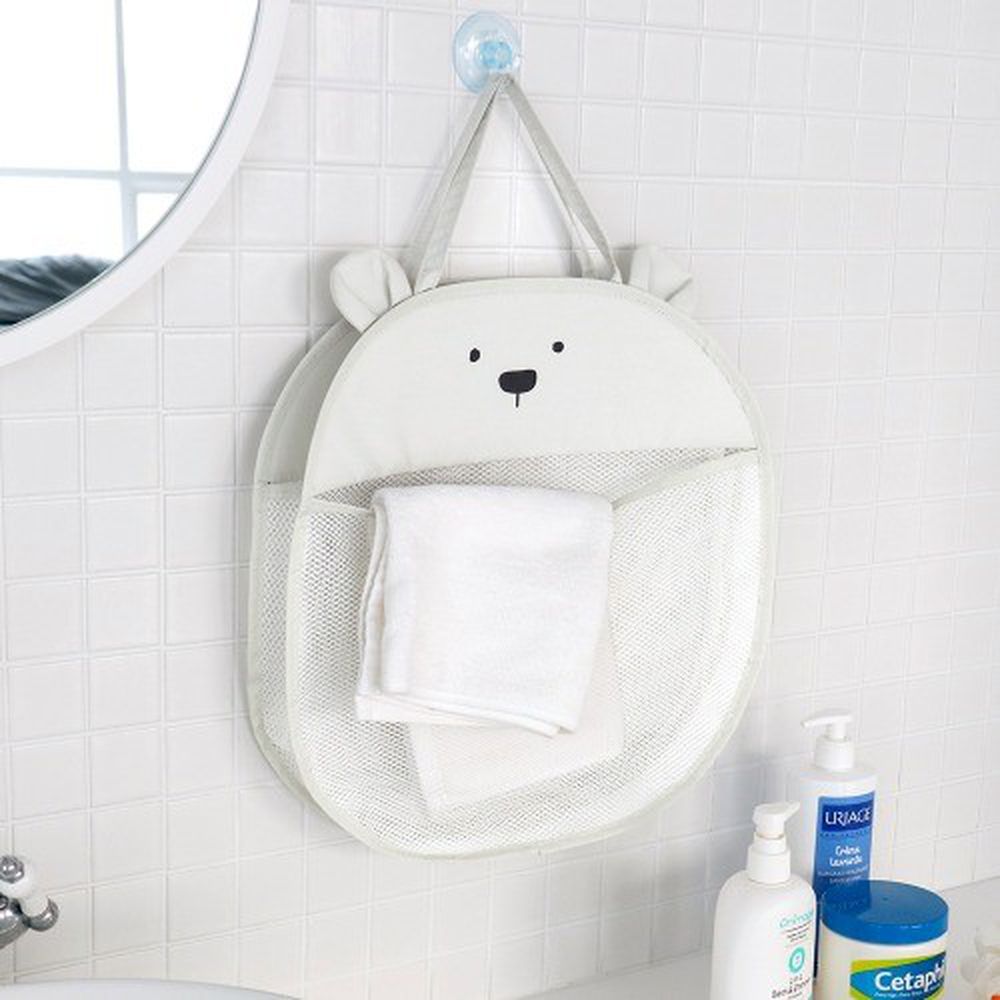 韓國 Conitale - 立體洗澡玩具收納袋-白色小熊 (40X40X5cm)