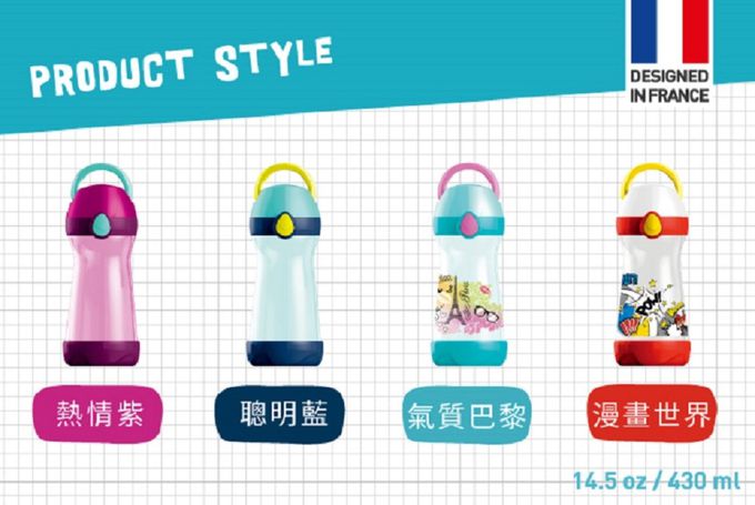 法國MAPED - 無吸管兒童概念水瓶-熱情紫-430ml