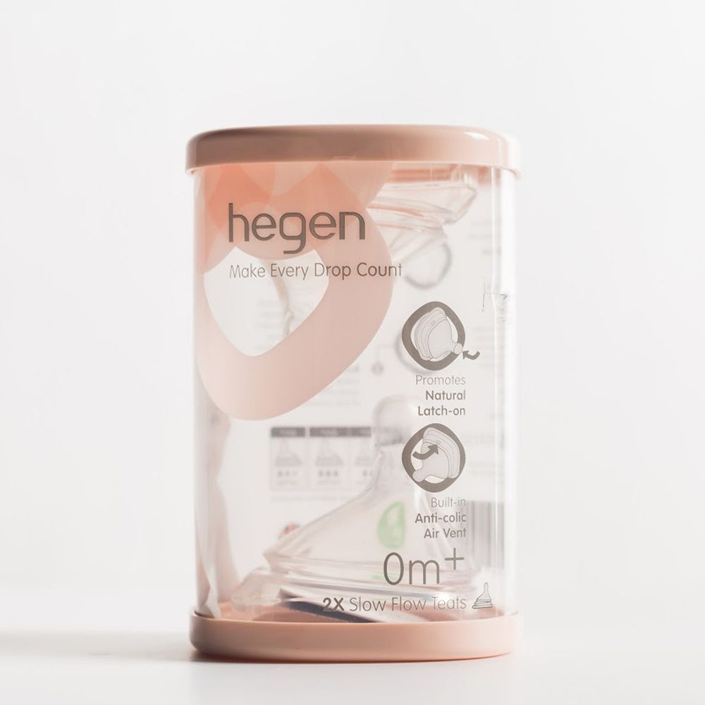 hegen - 防脹氣真實擬乳智慧奶嘴-慢速 (兩入組)