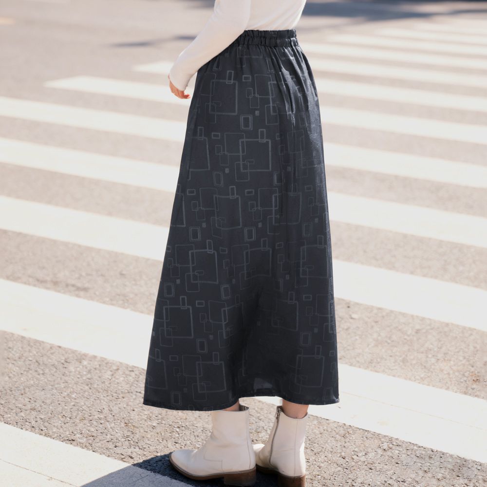 禦寒暖刷毛防風萬用機能裙/機車裙-後黏方格款-太空灰 (FREE)