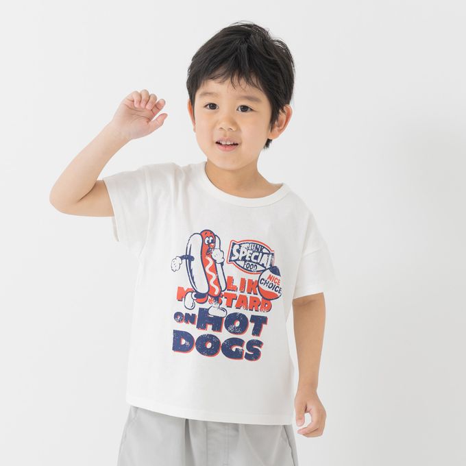 日本 Chil2 - 100%棉 定番印花短袖上衣-熊熊廚師-奶油白