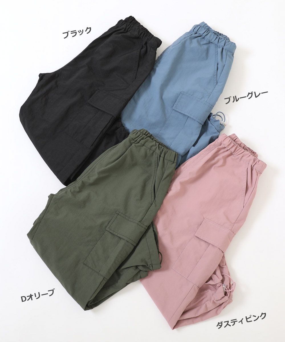 日本 devirock - 大口袋抽繩工裝風定番長褲-黑