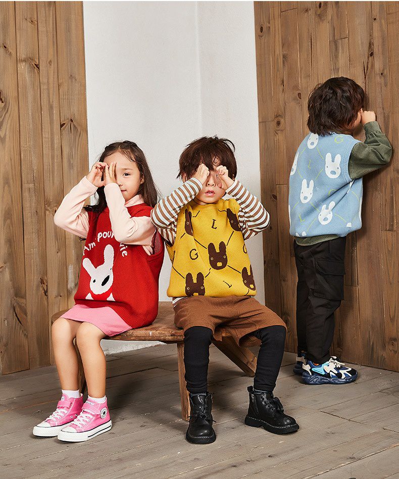 Minizone - 純棉針織保暖背心-卡通人物卡斯波-綠色