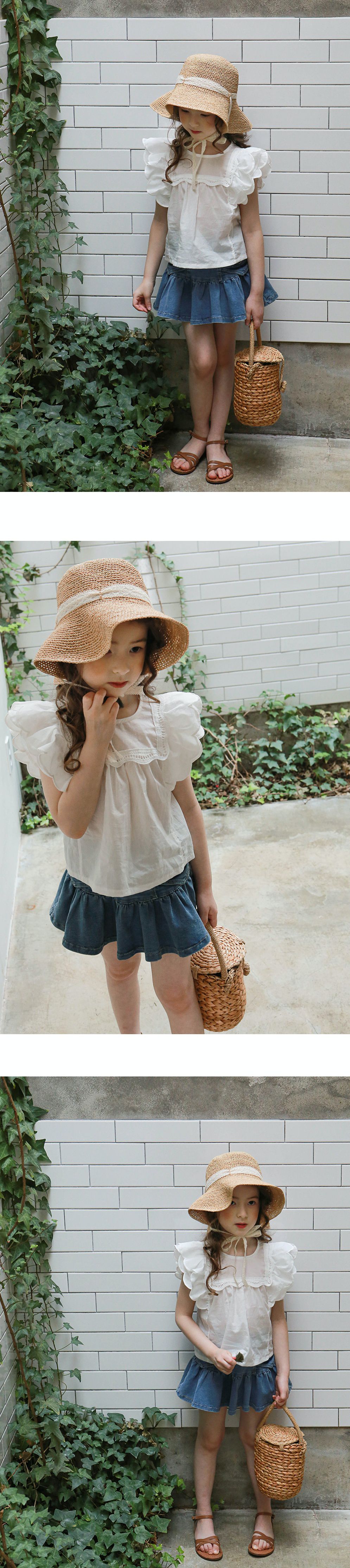 韓國 PuellaFLO - 蝴蝶狀荷葉袖上衣-象牙白