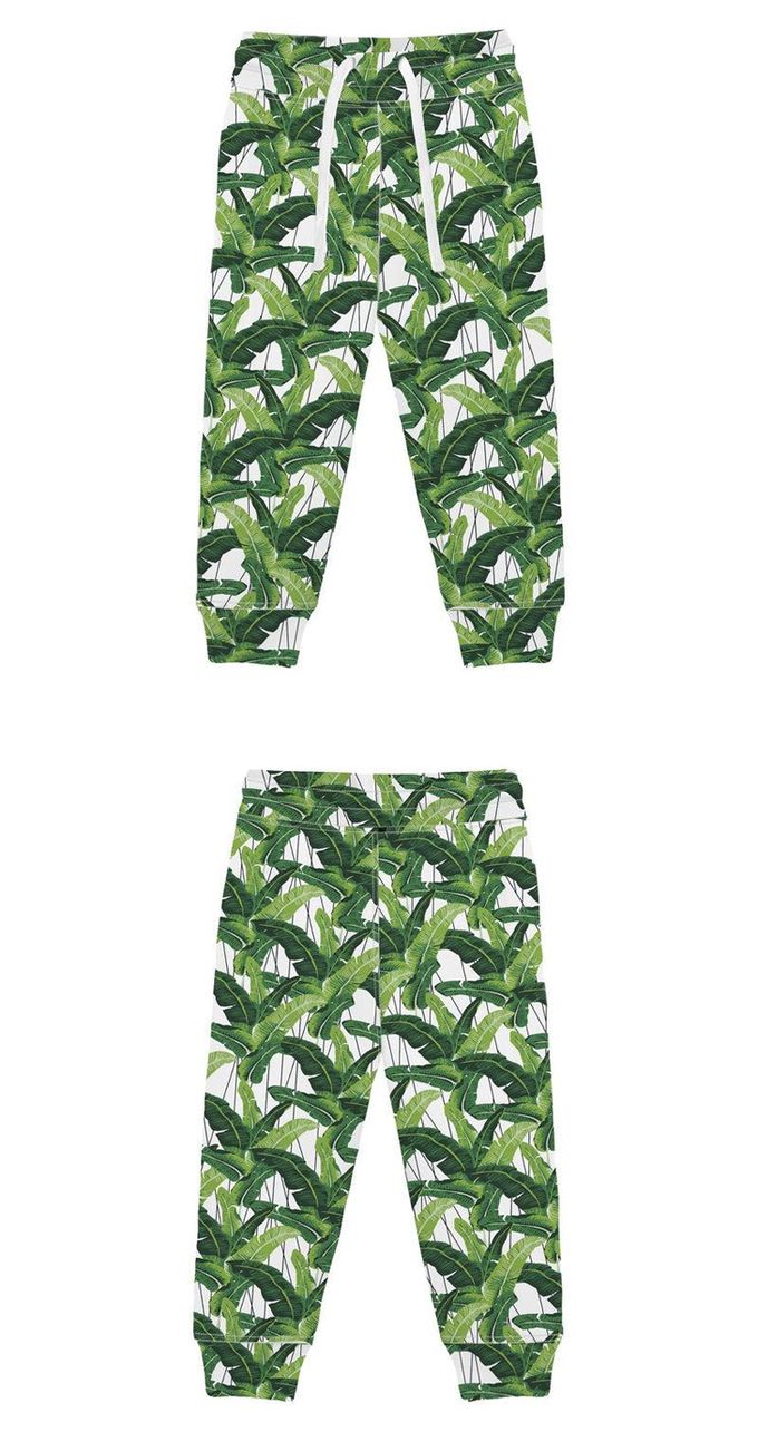 英國 SLEEP NO MORE - 100% 有機棉兒童抽繩長褲-綠葉