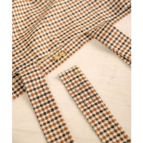 日本 Bab - 文藝少女歐風吊帶褲-格紋-卡其