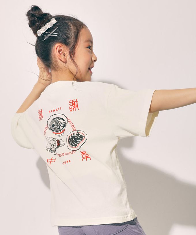 日本 devirock - 100%棉 世界美食印花短袖上衣-港式點心-黑