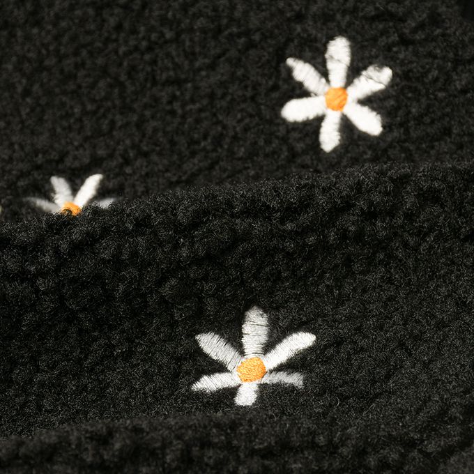 akachan honpo - 10分裙褲-刷毛 刺繡-黑色