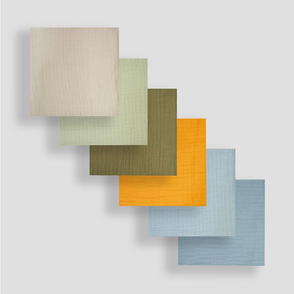 100% 純棉多功能細紗布方巾/包巾/小薄被/拍嗝巾/安撫巾 6入禮盒組(60*60cm)-彩色組