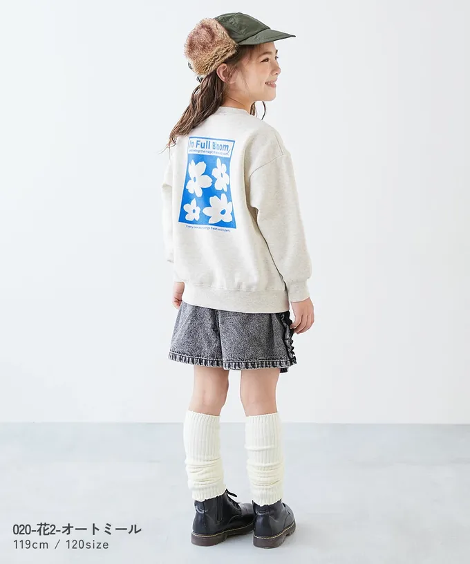 日本 devirock - 熱銷定番 裏起毛女孩印花大學長袖上衣-LOVE-灰黑