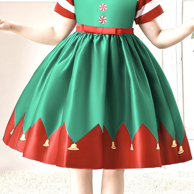 love, charlotte - 聖誕薄荷糖印花洋裝搭配頭飾組