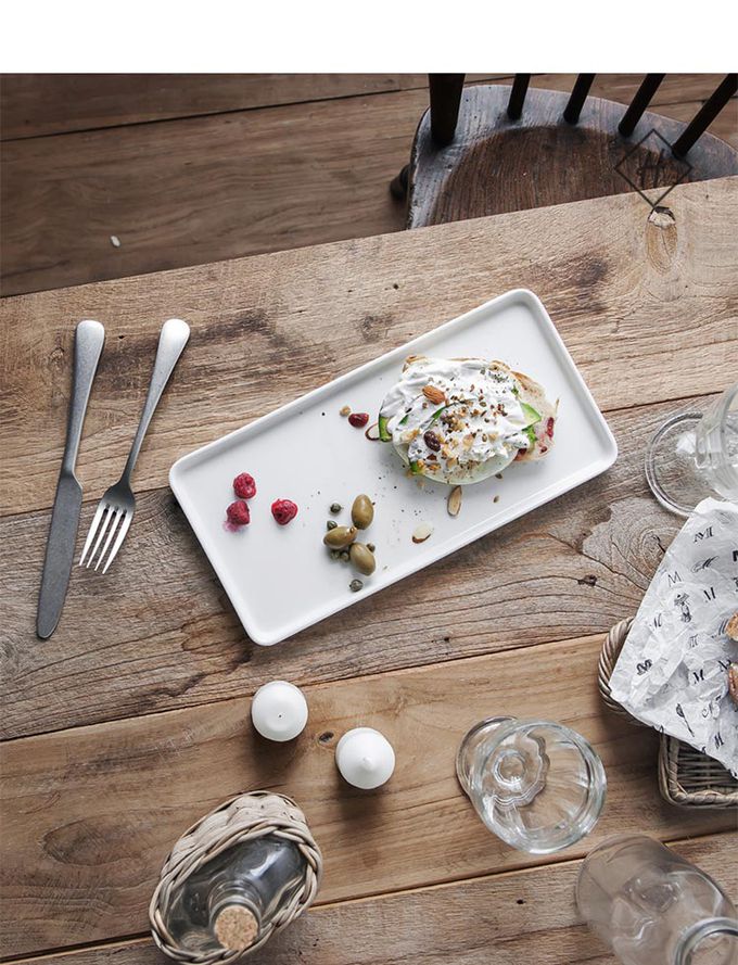 韓國 SSUEIM - LEED系列莫蘭迪陶瓷長方形淺盤L (白色)