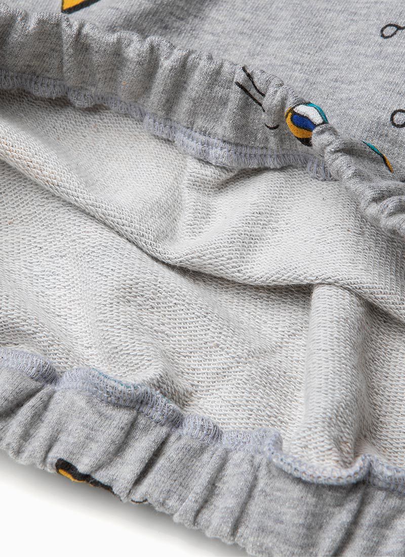 韓國 OZKIZ - 恐龍打籃球中領拉鍊上衣-灰