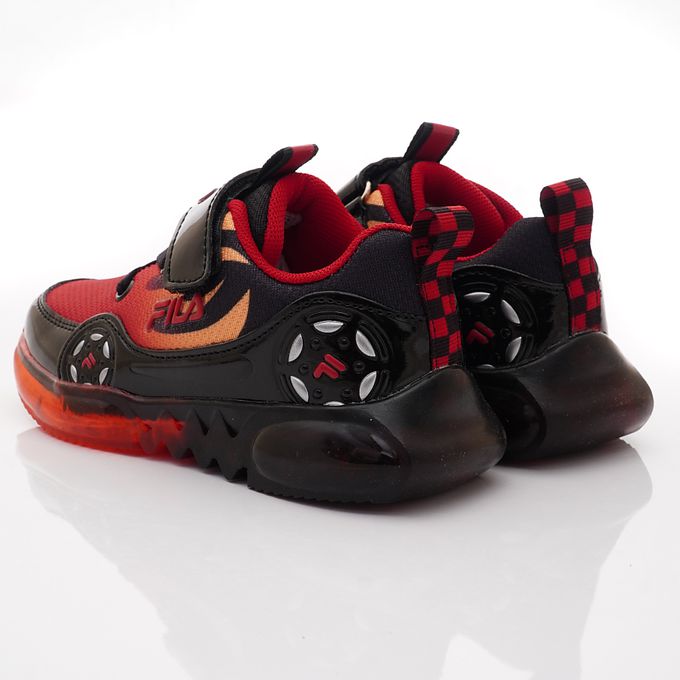 FILA - 賽車造型電燈運動鞋-7-J452X-002黑紅(中大童段)-運動鞋-黑紅