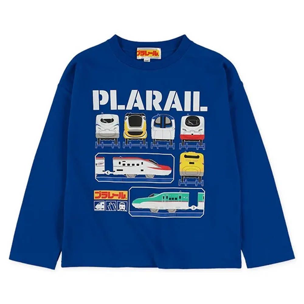 限量聯名 印花長袖上衣-人氣卡通鐵道王國-寶藍