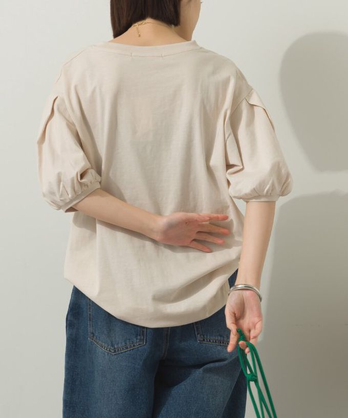 日本 Sans Souci 34+ - 絲滑混棉 可愛泡泡袖上衣-奶油米