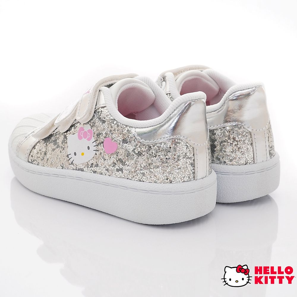 HELLO KITTY - 台灣製凱蒂貓三絆帶炫銀休閒鞋款(中小童款)-銀