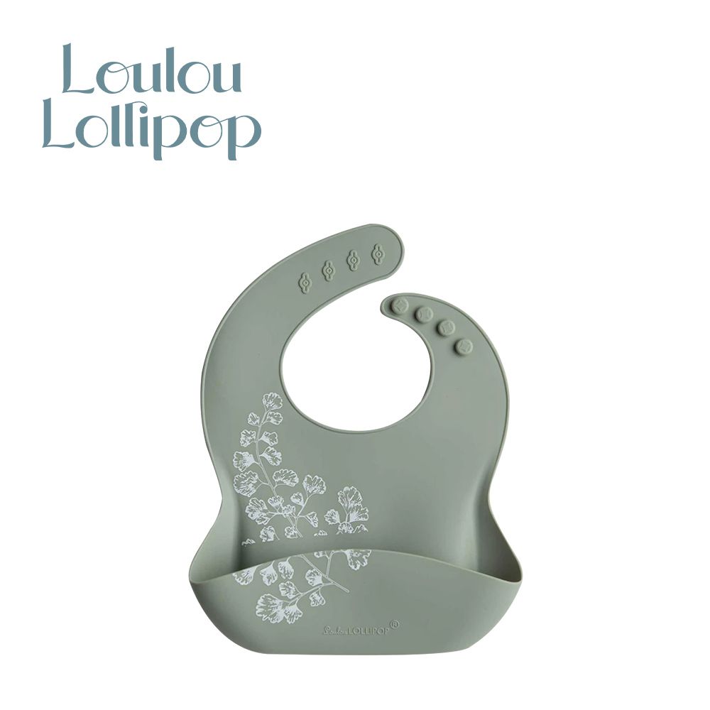Loulou Lollipop - 寬口立體矽膠防漏圍兜/防水圍兜-小蕨葉 (290x230x75mm)