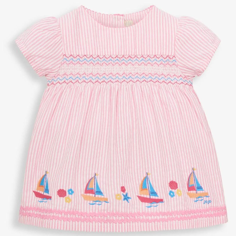 英國 JoJo Maman BeBe - 超優質嬰幼兒/兒童100% 純棉短袖上衣-粉嫩海洋