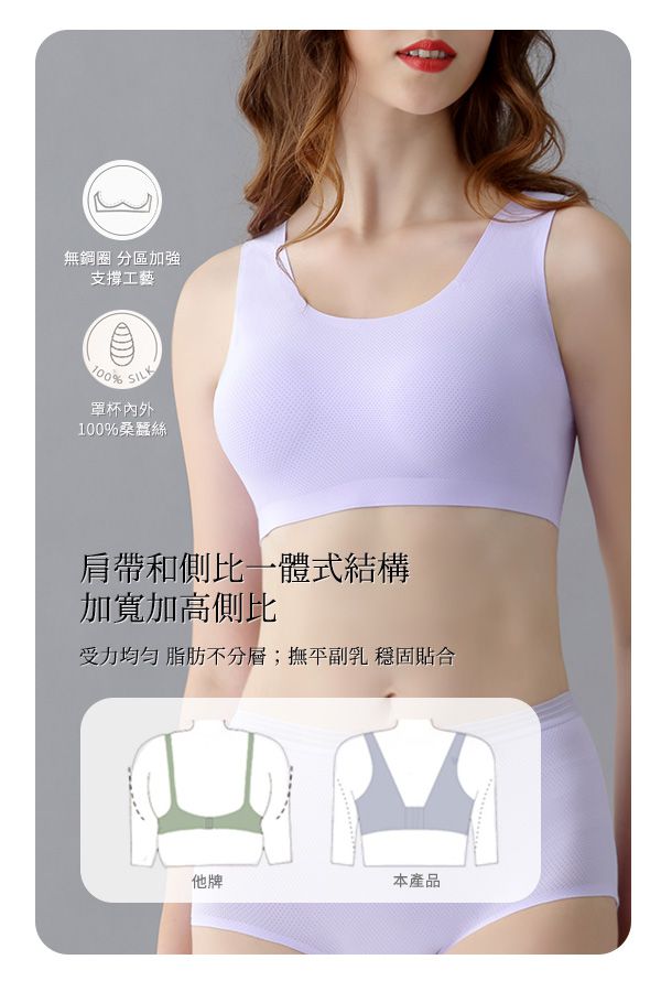 香茉 CHANMODE - 冰絲孔洞透氣蠶絲無鋼圈內衣-單套組-無鋼圈內衣套組-寶藍-內衣+內褲x1套