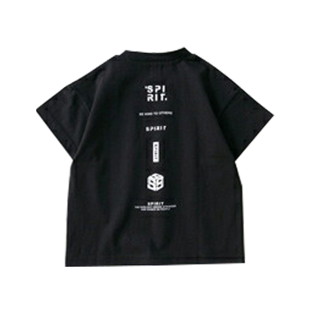 100%天竺棉定番印花短袖上衣-背後logo-黑