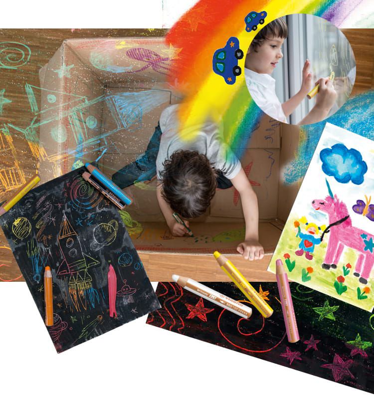 STABILO思筆樂 - 伍迪樂三合一多用途可水洗水彩粉蠟筆 6色+削筆器(含WOODY COLORING BOOK)