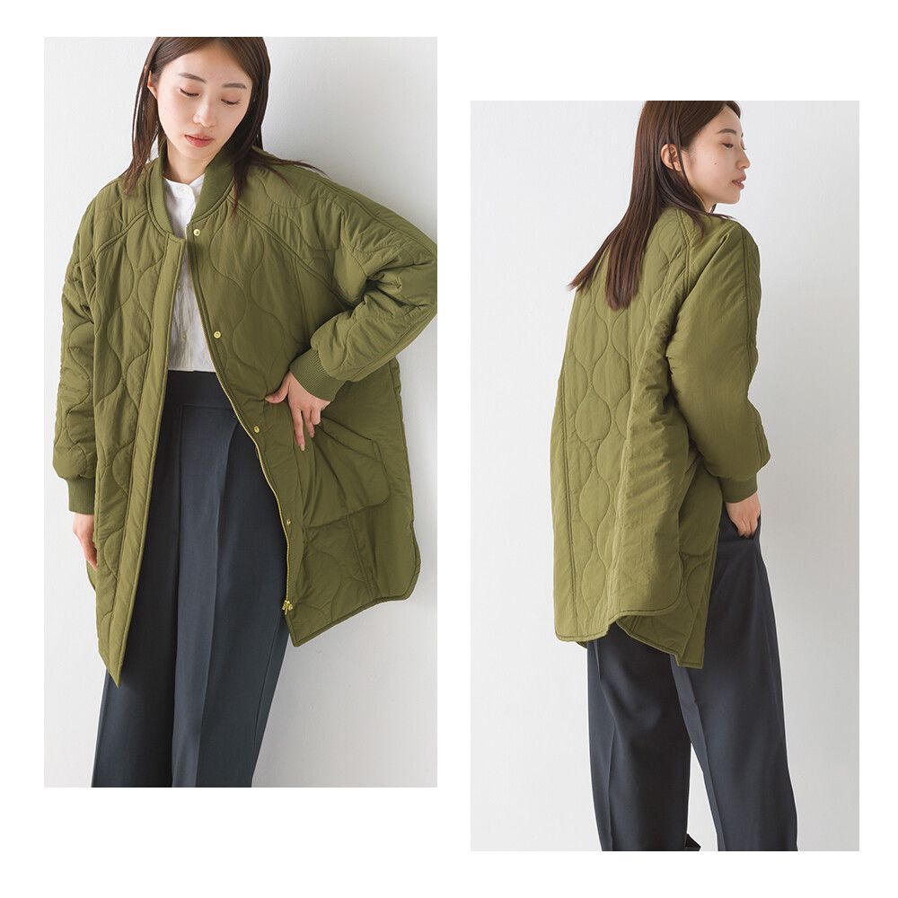 日本 OMNES - 休閒絎縫微長版大衣外套-黑