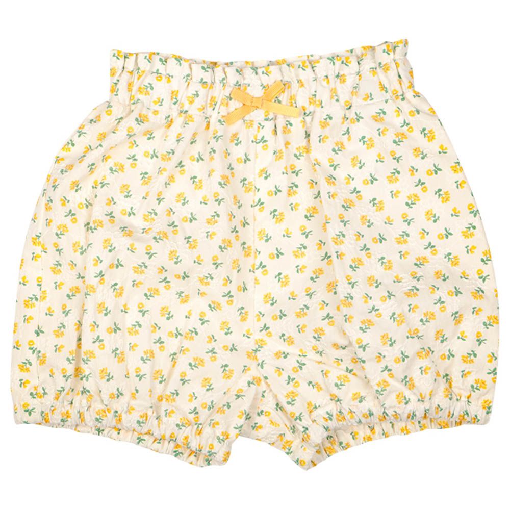 短褲-蕾絲印花-奶油色