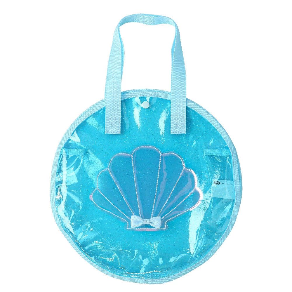 夏日可愛圓形玩水/游泳包-貝殼-水藍 (32x32cm)