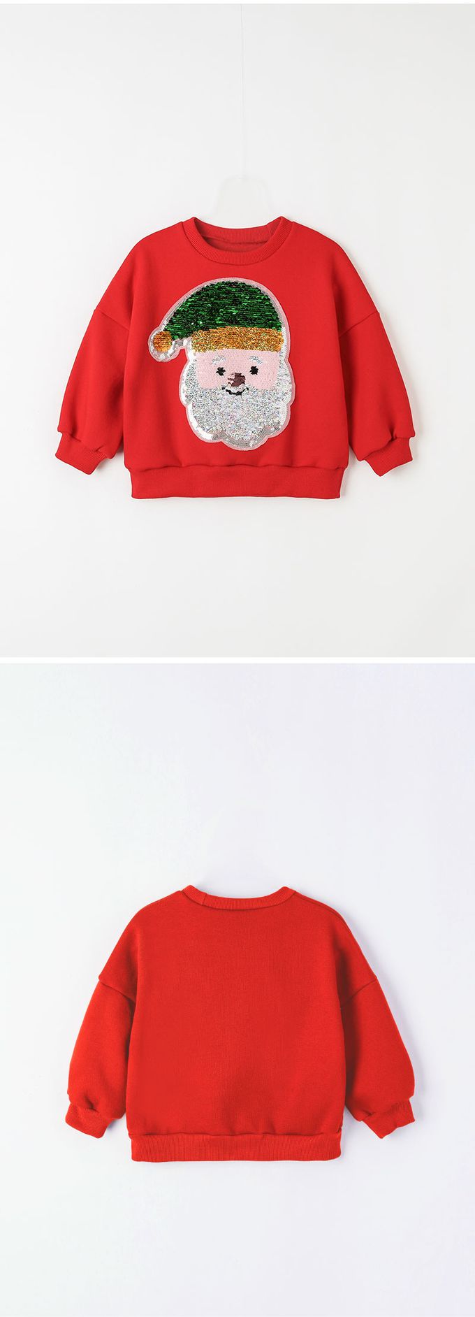 韓國 OZKIZ - (內磨毛)閃亮變色長袖大學T-聖誕老公公-紅