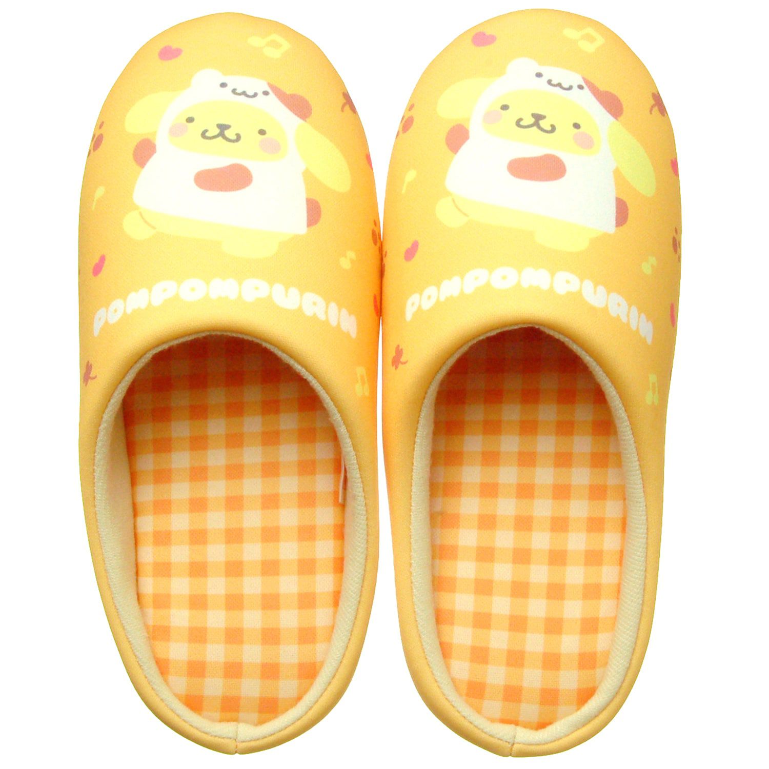 日本千趣會 - 三麗鷗 麵包型室內拖鞋-布丁狗-黃格紋 (M(22-24cm))