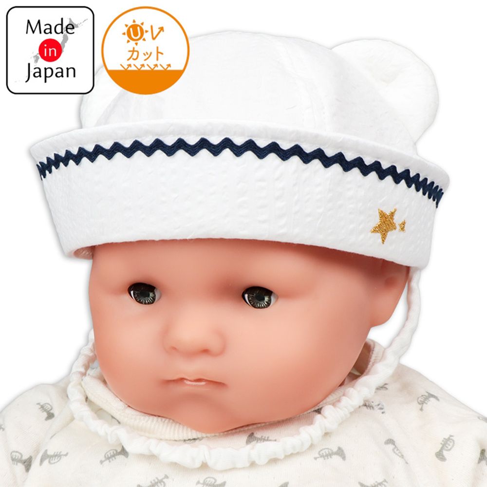 小耳朵水手帽-米白色