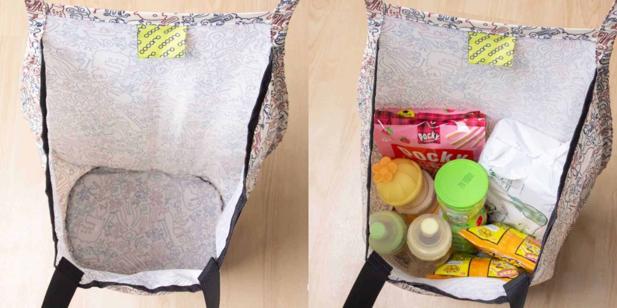 日本 COCORO - 輕量折疊大容量購物車(耐重5kg)-貓咪-深棕-36x17x75cm