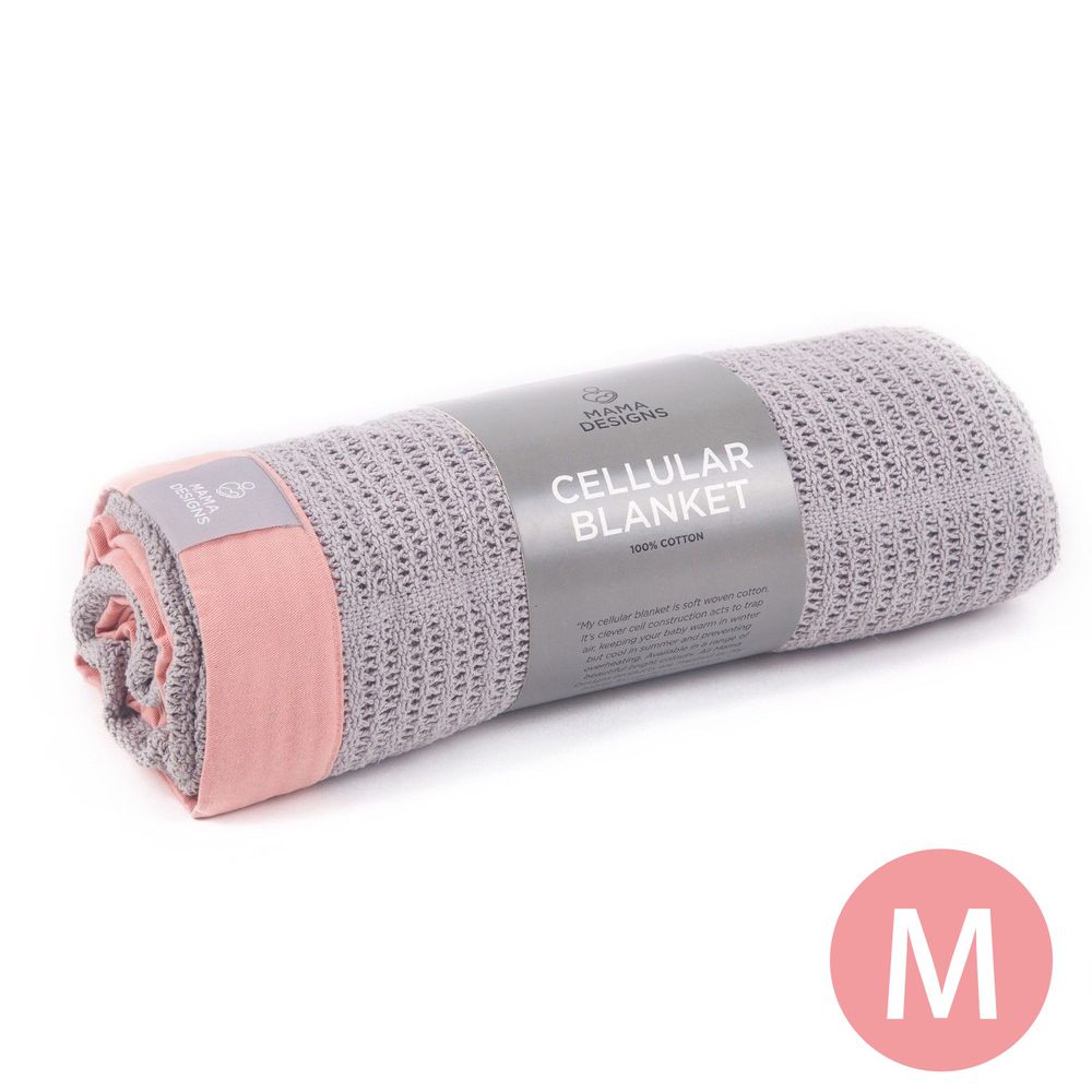 英國 Mama Designs - 100% 棉織透氣洞洞毯-櫻花粉 (M號)-100x120cm
