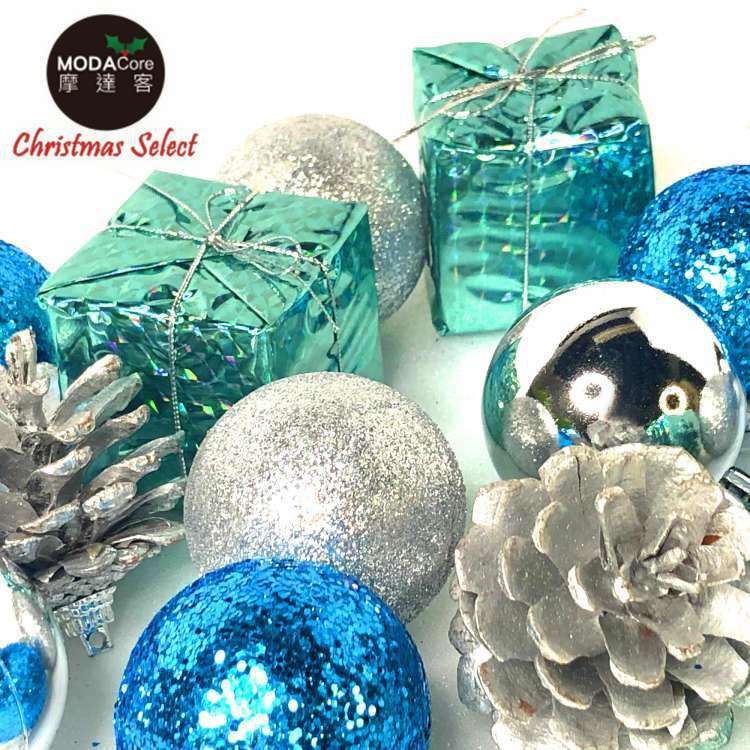 MODACore 摩達客 - 聖誕50mm(5CM)紅金系30入吊飾組(松果禮物盒球飾)  | 聖誕樹裝飾球飾掛飾