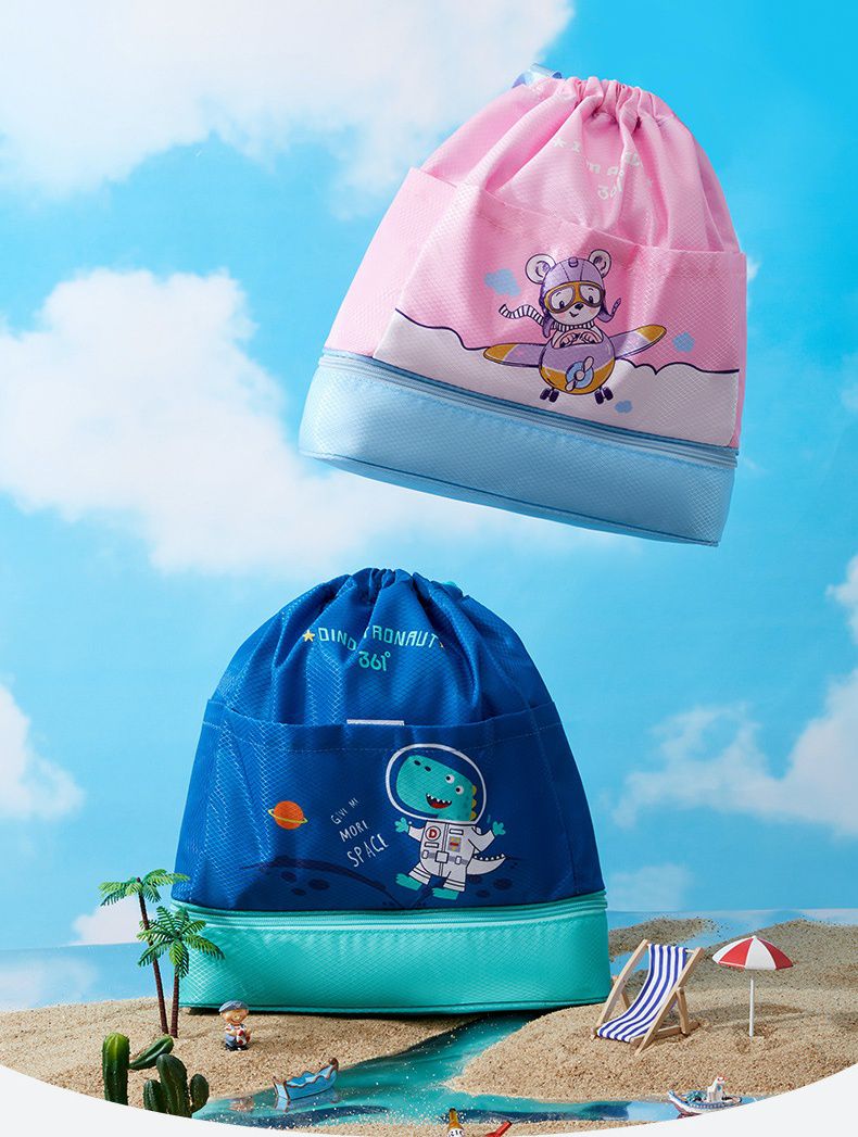 乾濕分離兒童游泳包-太空恐龍-藍色 (34x9x39cm)