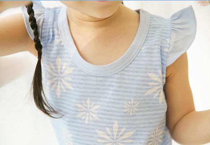 正韓 Puco - 超優質嬰幼兒/兒童無袖100% 有機棉家居服/睡衣-粉藍冰晶