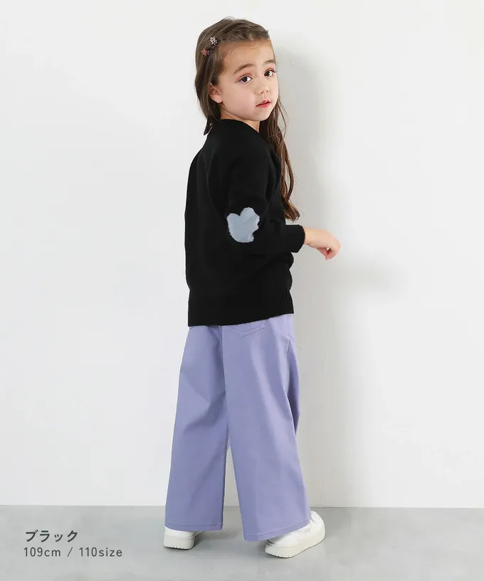 日本 devirock - [可機洗]手肘愛心柔軟針織上衣-黑