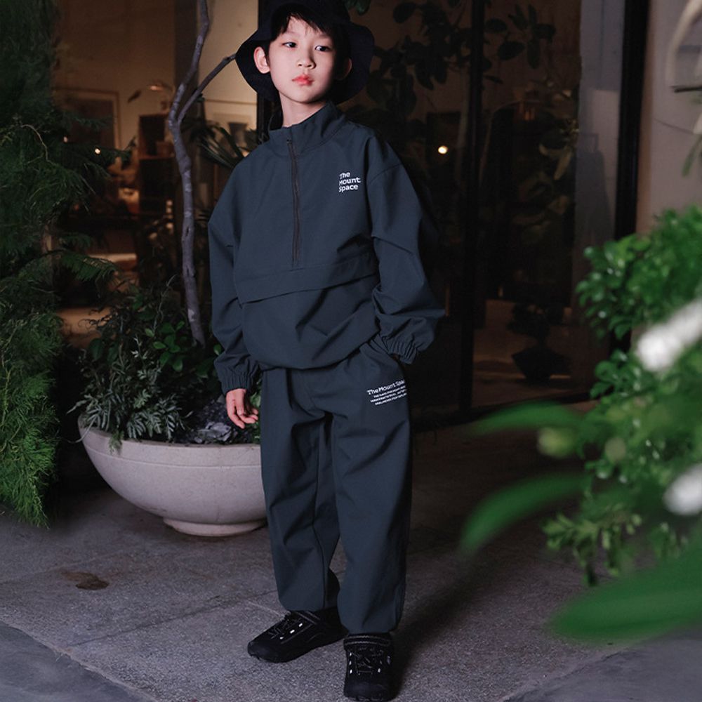 防風防水半開襟長袖+長褲兩件式套裝-綠色