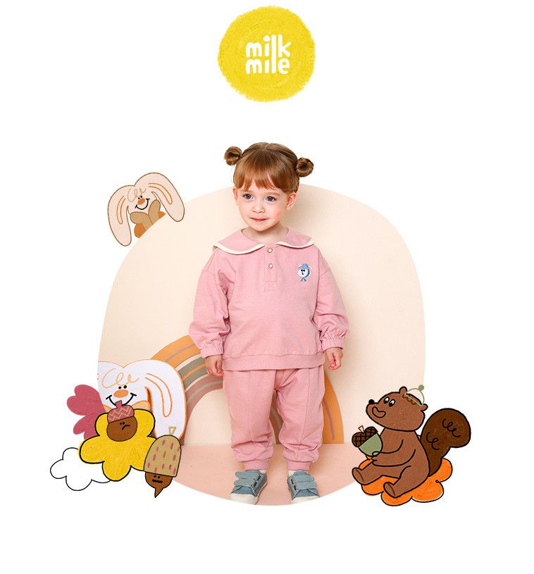 韓國 milk mile - 小熊運動服套裝-藍