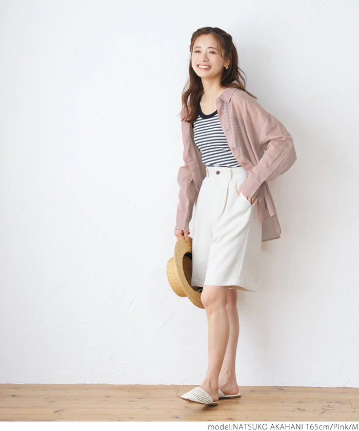 日本 COCA - 輕薄透膚質感長袖襯衫/外套-灰