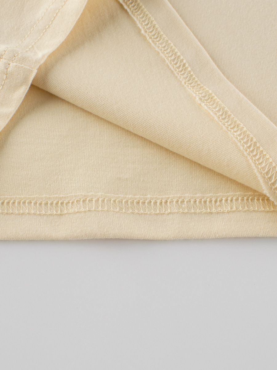 純棉圓領薄長袖上衣-熊熊的花花裙-杏+黃