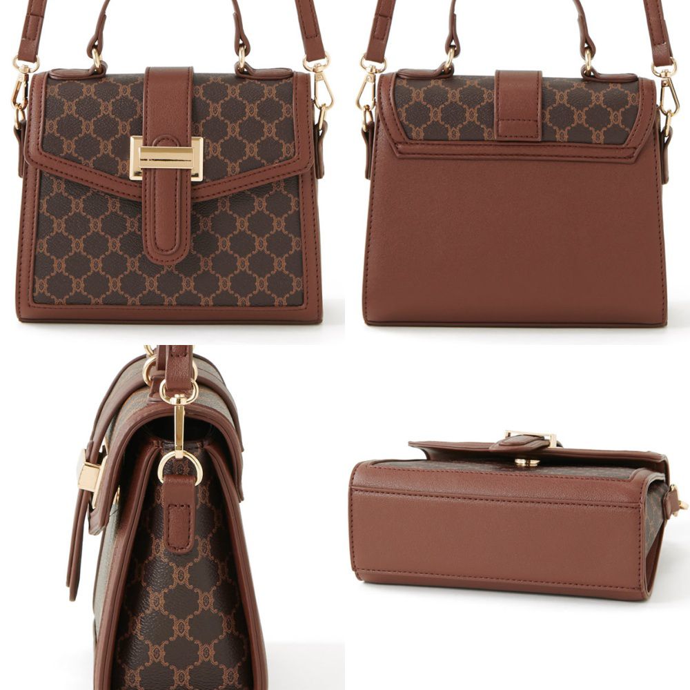 日本 GRL - 2way滿版花押字手提包/側背包-咖啡 (F)