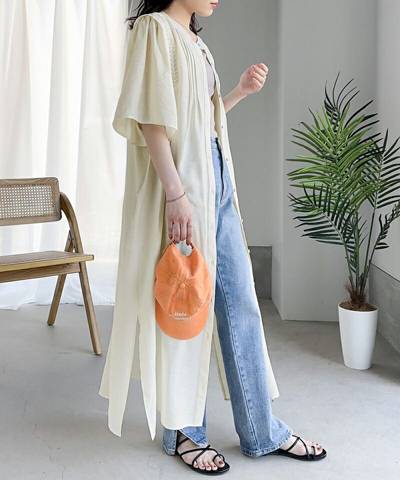 日本 Classical Elf - 優雅垂墜感排扣長版襯衫-米杏