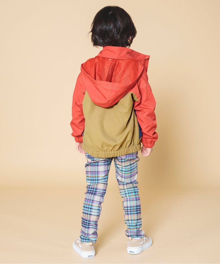 日本 BREEZE - 防潑水繽紛撞色連帽休閒外套-土耳其藍x棕